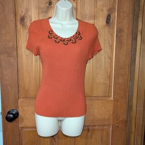 RQT Orange Ribbed Knit‎ Top
